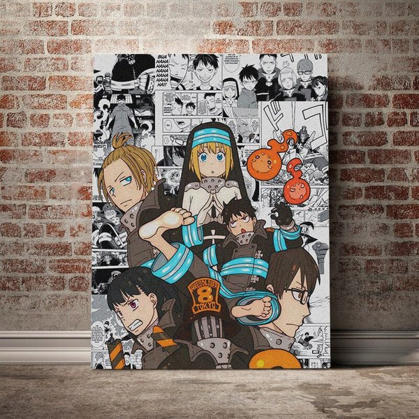 Fire Force Anime Druck - Leinwand Wandkunst Malerei