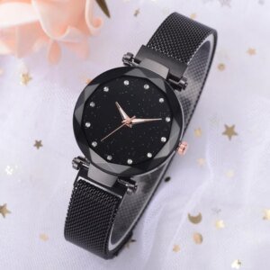 Modischer Einzigartiger Mesh Magnetverschluss Exotische Sternen-Diamant Designer Luxus Damen Uhr