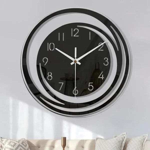 Schwarze Acryl-Wanduhr – Modernes skandinavisches Design