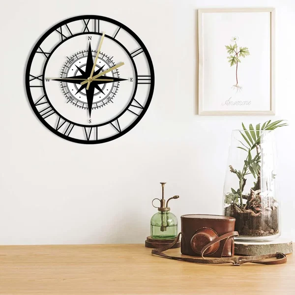 Nautischer Kompass Wanduhr Hover Image