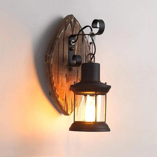 Antike Holz Landhausstil Wandleuchte