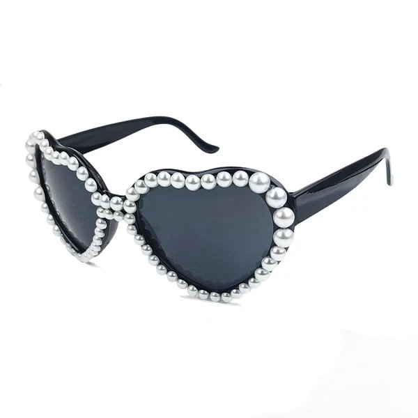 Damen Herzförmige Sonnenbrille mit Glitzerstein-Besatz