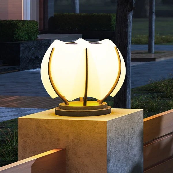 Zeitgenössische kreative Blumen Eisen Plastik LED Pfosten Kopf Licht für Garten