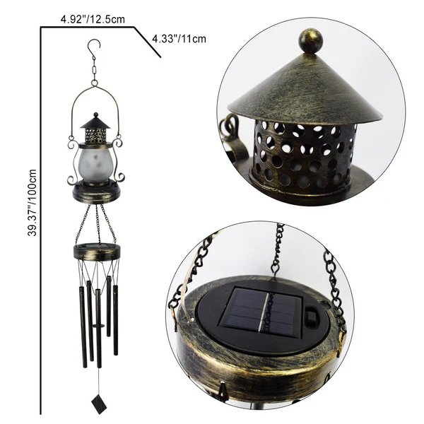 Zeitgenössische skandinavische Solar wasserdichte ovale Scheibe Dreieck Windspiel Eisen Glas Kunststoff LED Außenlicht für Außenpatio Hover Image