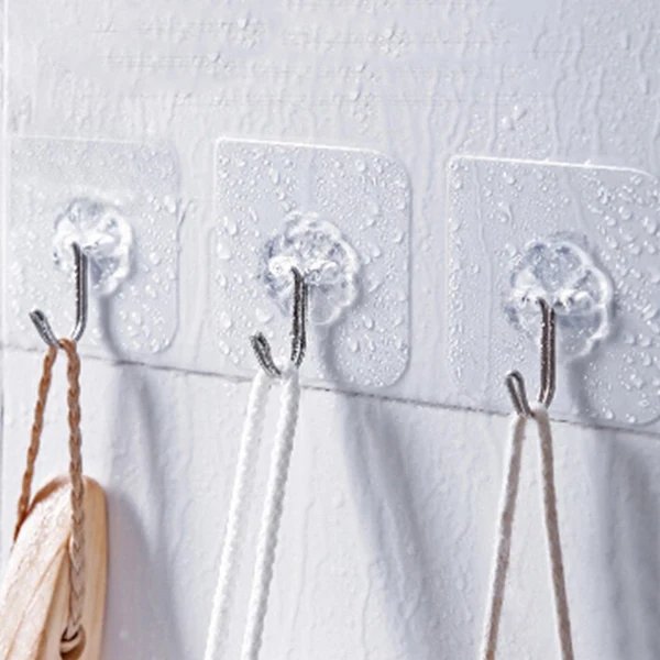 5Stk/Pack Transparent Starker Selbstklebender Wasserdichter Wandhaken Hover Image