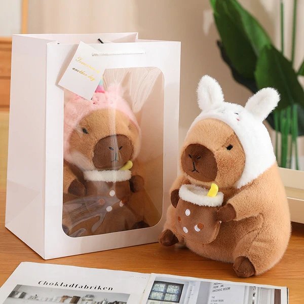 CuddleCapy Kuschelpuppe Plüsch | Capybara & Hase Design | Weiches Kuscheltier in Verschiedenen Stilen & Größen Hover Image