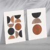 Schwarzes und oranges Set aus 2 geometrischen Kunstdrucken im Mid-Century-Stil