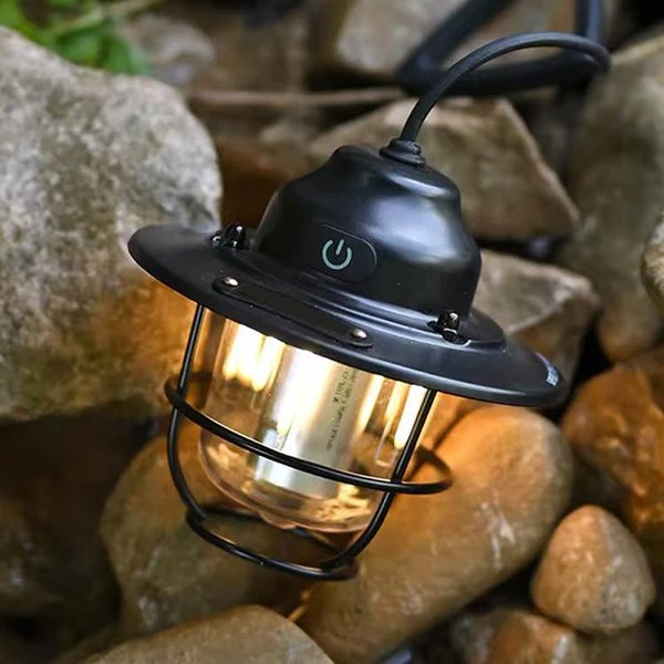 Zeitgenössische Retro Wiederaufladbare Wasserfeste Eisen Silica ABS PC Strobile LED Outdoor Licht Für Garten