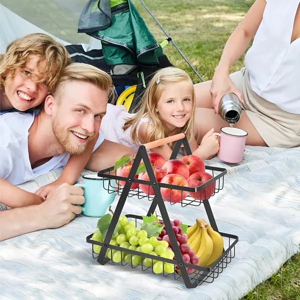 3-stufiger Obstkorb aus Metall – platzsparend und dekorativ | Ideal für Küche & Esstisch Hover Image