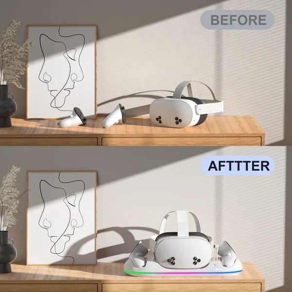 VR-Headset Ständer mit Praktischen Aufbewahrungsfächern Hover Image