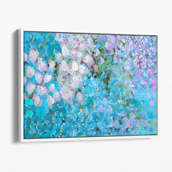 Abstrakte florale Leinwandbilder in Blau Hover Image