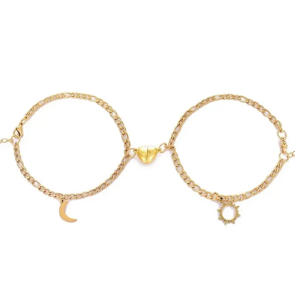 Paar Magnetisches Herz Sonne & Mond Armband Set