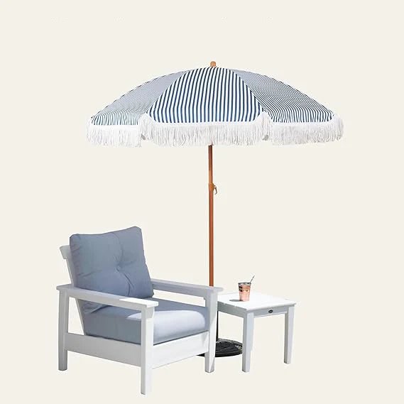 Damen Sonnenschirm mit Quasten und gestreiftem Design