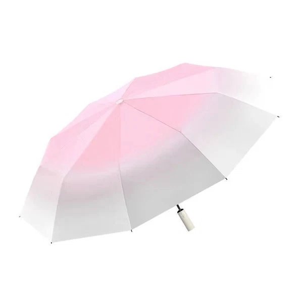 Damen Falt-Regenschirm mit doppeltem Windschutz und ergonomischem Griff