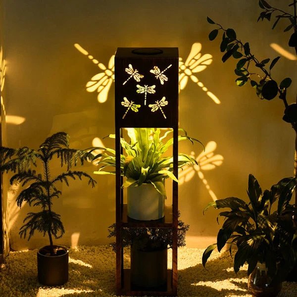 Moderne Minimalistische Rechteck Schmetterling Kolibri Libelle Eisen LED Außenlicht Für Garten Hover Image