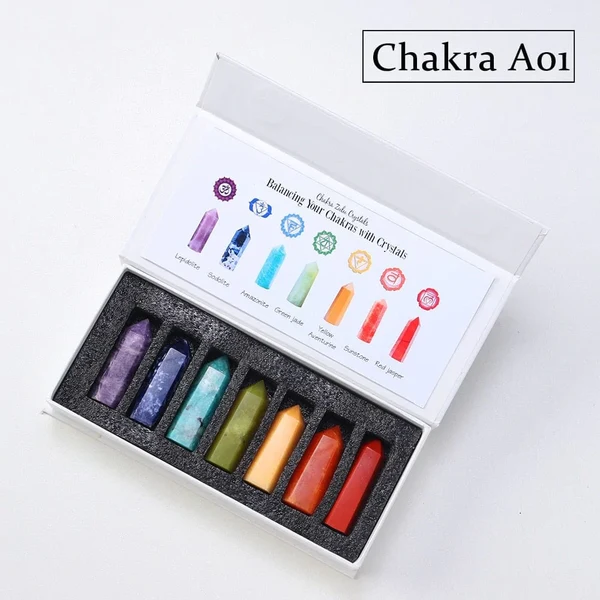 7 Chakra Steine Set Geschenkschale