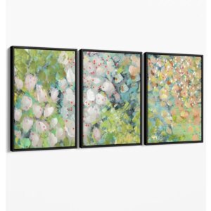 Abstrakte grüne Blumenkunst auf Leinwand Hover Image