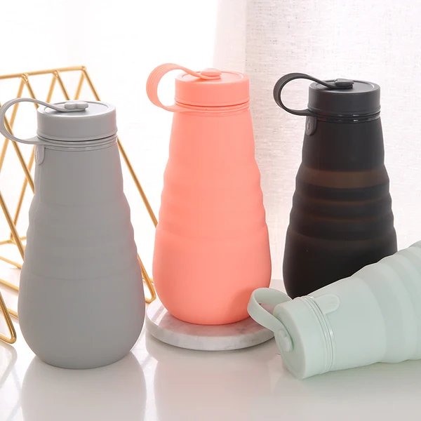 Damen Faltbare Silikon-Trinkflasche mit sicherem Verschluss