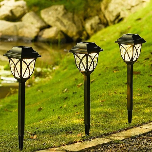 LED Solar Gartenleuchten – Dekorative Solarbetriebene Rasenlichter für Außenwege Hover Image