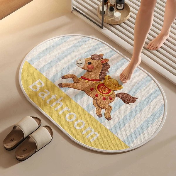 Bestickete Hundethemen-Badezimmermatte Hover Image