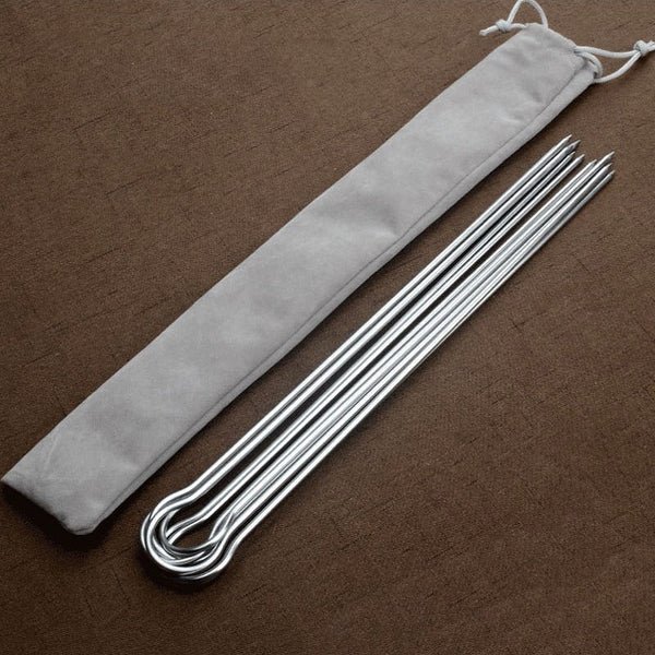 6 Stück U-förmige BBQ-Spieße aus Edelstahl Kebab-Spieß mit Spießtasche Hover Image