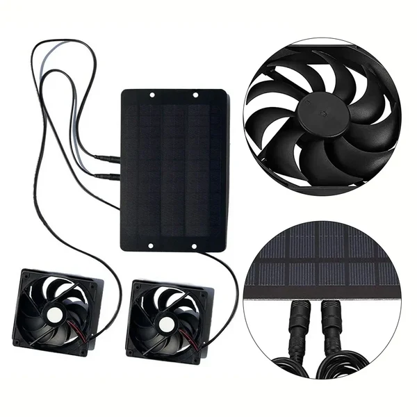 AirSol Duo Belüftungssystem | Solarbetriebene Dual-Abluftventilatoren | 10W | Für Gewächshaus, Tierstall & Außenanwendungen