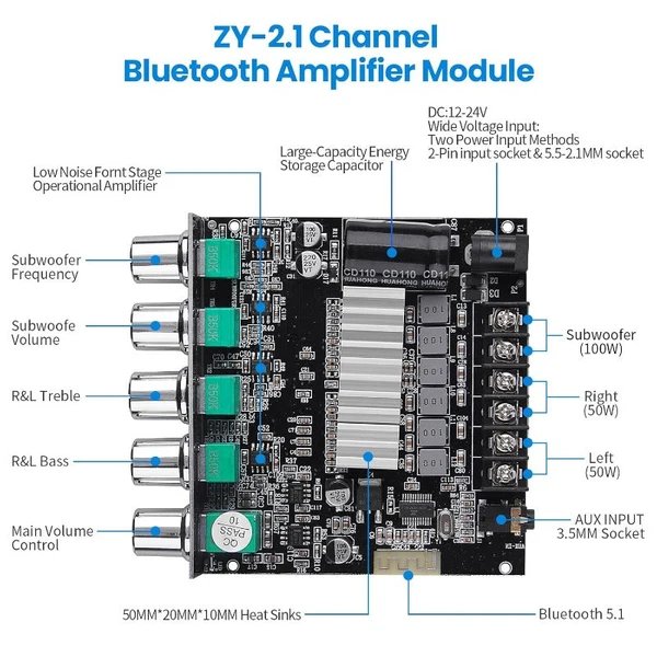 2.1 Kanal Bluetooth Verstärker Board Hover Image