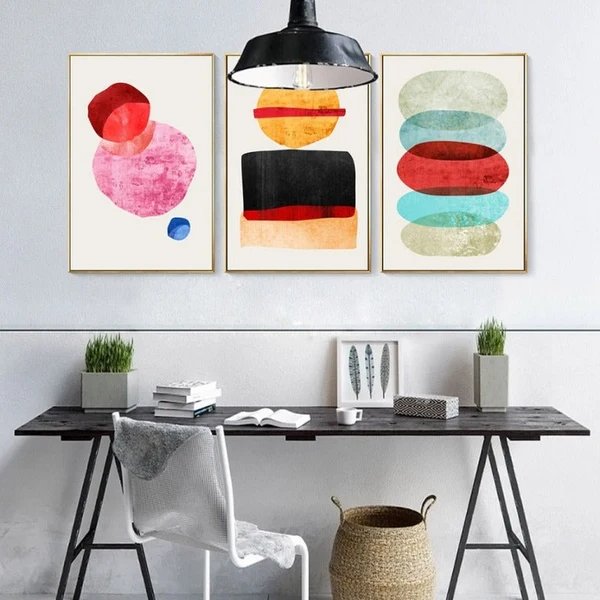 Abstraktes geometrisches Aquarell – Leinwandbild