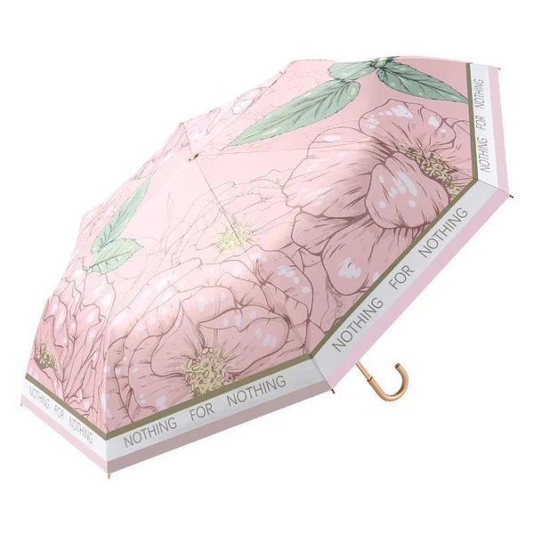 Damen eleganter Faltregenschirm mit floralem Design und rutschfestem Griff