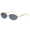 Damen modische Sonnenbrille mit ovalem Rahmen und perlenverzierten Bügeln