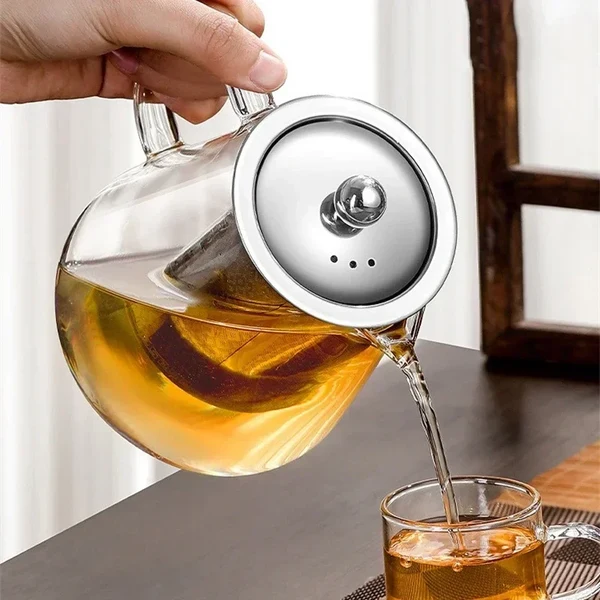 450ml-950ml Hitzebeständige Glas Teekanne – Edelstahl Teesieb, Blumen-Kessel für Kung Fu Teewaren, Puer- und Oolong-Tee Hover Image
