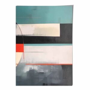 Abstrakte Formen Kunstdruck Türkis Rot und Grau Nr. 4