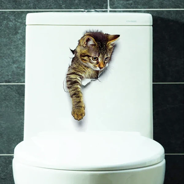 3D Toilettenschutz Katzenaufkleber Hover Image