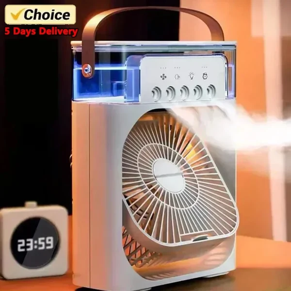 3 In 1 Ventilator Klimaanlage Haushaltskleiner Luftkühler LED Nachtlicht Tragbarer Luftbefeuchter Luftregelungsventilator Büro Zuhause Ventilator Neu
