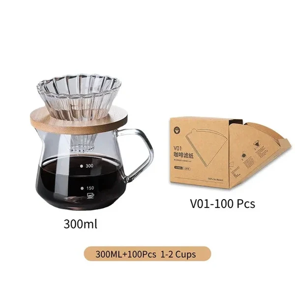 Pour Over Kaffeezubereiter Set Glas Karaffe Kaffee mit Glas Kaffeefilter