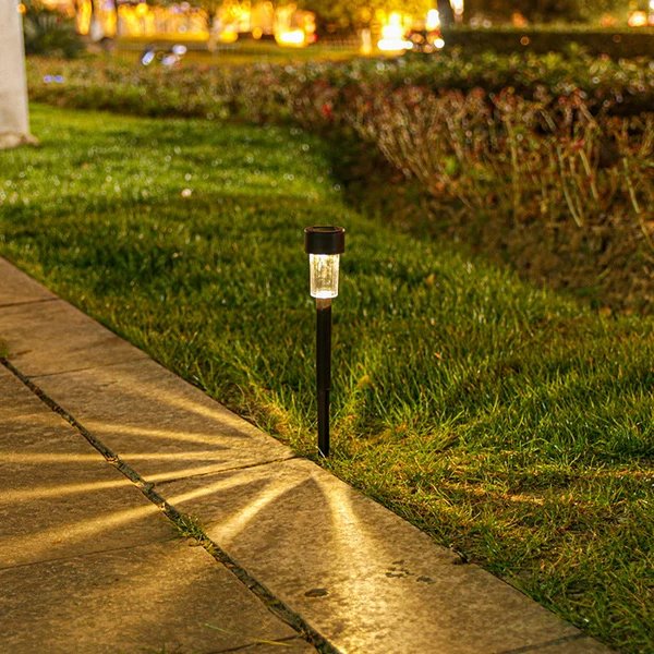 Moderner minimalistischer wasserdichter solarzylindrischer Kunststoff-Edelstahl-LED-Landschaftslicht für den Garten
