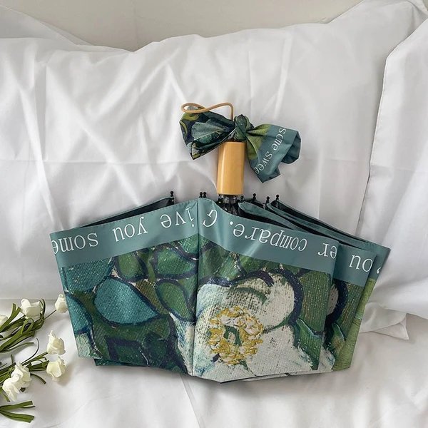 Damen Faltbarer Regenschirm mit floralen Akzenten Hover Image