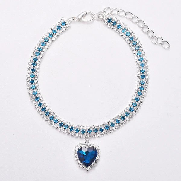 Luxury Cat | Luxury Crystal Cat Collar Heart Gemstone Pendant Reflection