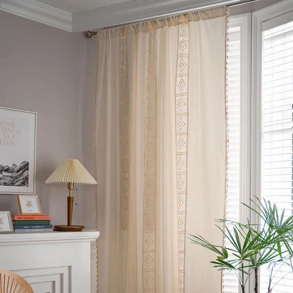Beige Splicing Hohlraum Lichtfilter Vorhang Set