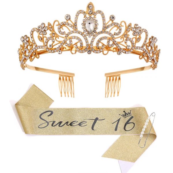 Damen Glamouröse Tiara mit strassverziertem Design Hover Image