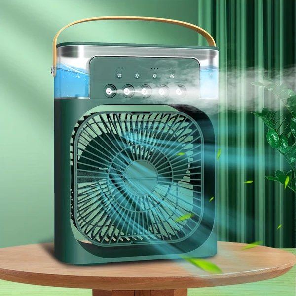 1pc Tragbare Klimaanlage, Tragbarer Luftkühler für den Haushalt, Hydrokühlventilator, Tragbare Luftanpassung für das Büro, 3-Geschwindigkeits-Luftkühlventilator-Luftbefeuchter, 5 Stück befeuchtete Sprühköpfe für Haushaltsgeräte