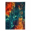 Abstrakter Kunstdruck mit geometrischen Formen, Blau, Orange und Rot, Nr. 3