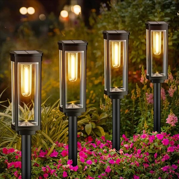 Solar-Gartenlampe mit warmem LED-Licht – Wetterfestes Aluminiumdesign