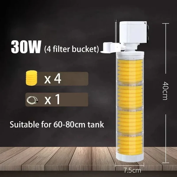 220V 5-IN-1 Silent Filter für Aquarium Schildkröte Fischtank Unterwasserpumpe Schwammfilter Skimmer Wellen Zubehör