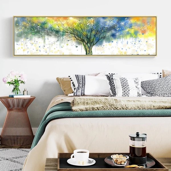 Aquarell-Drucke von dichten Bäumen – Leinwandbilder Hover Image