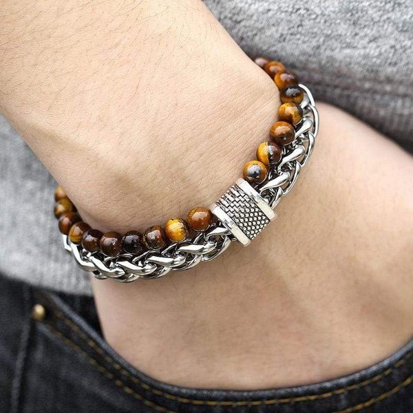 Tiger Eye Perlenarmband für Herren "Der Krieger" - Asher