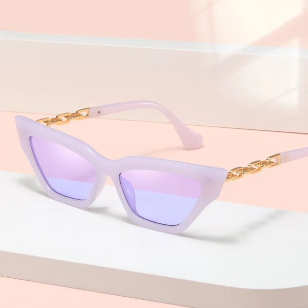 Damen edgy Katzenaugen-Sonnenbrille mit goldenen Details