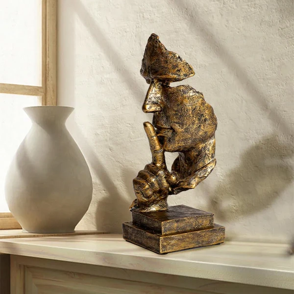 Abstrakte Denker-Skulptur – Moderne Art-déco-Figur aus Kunstharz | Ideal für Wohnzimmer und Büro Hover Image
