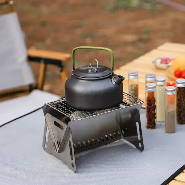 Camping-Grill Tragbarer Faltbarer Edelstahl Picknick-BBQ-Rack Hover Image