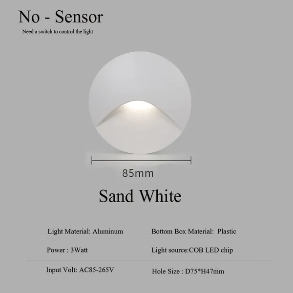 Moderne wasserdichte IP65 LED-Einbau-Wandlampe für Außenbeleuchtung - 3W eingebettete Stufen- & Treppenbalcony-Portalschlusslampe